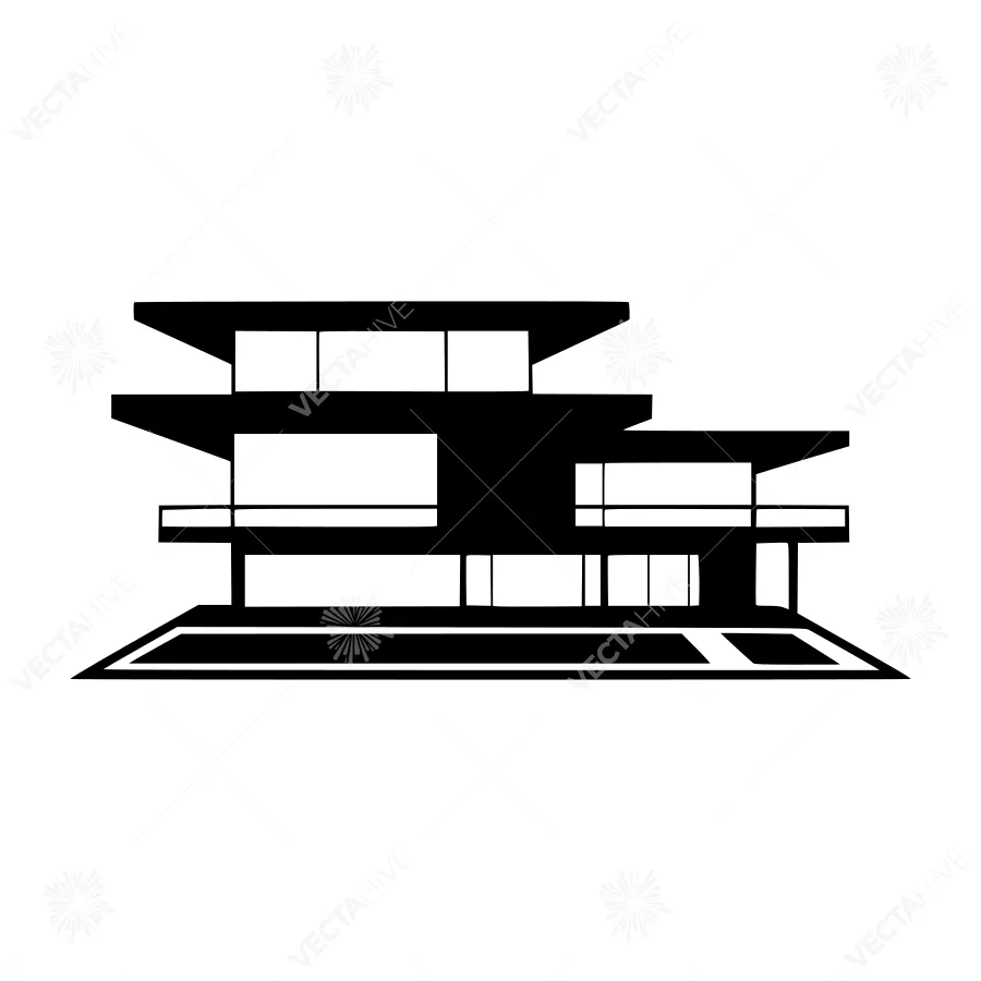 Modern House Silhouette Vector Illustration