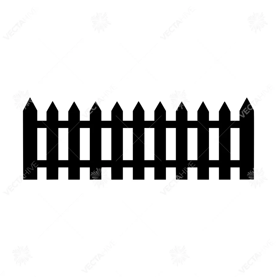 Black Wooden Fence Icon - Vector Illustration
