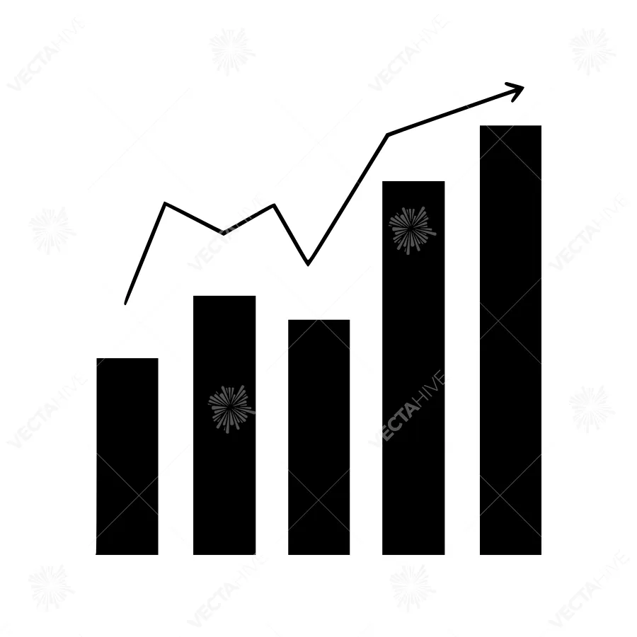 Bar Graph Growth Chart Icon - Vector Illustration