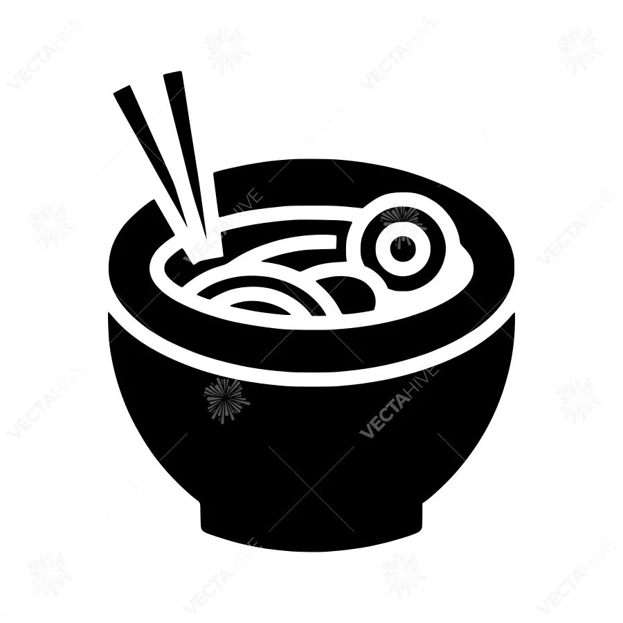 Ramen Bowl Icon - Vector Illustration