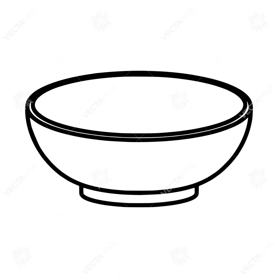 Simple Ceramic Bowl Outline Vector Illustration