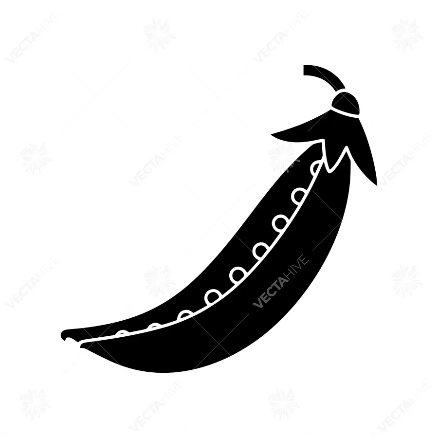 Pea Pod Silhouette Icon - Minimalist Vector