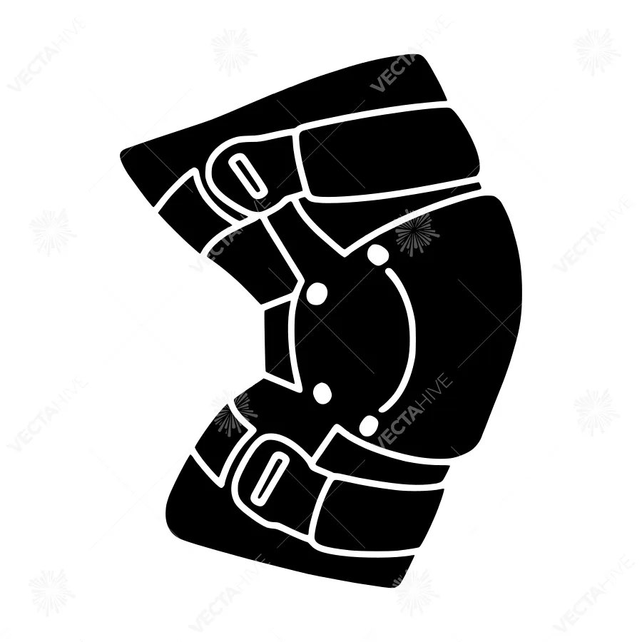 Black Knee Brace Icon - Vector Illustration