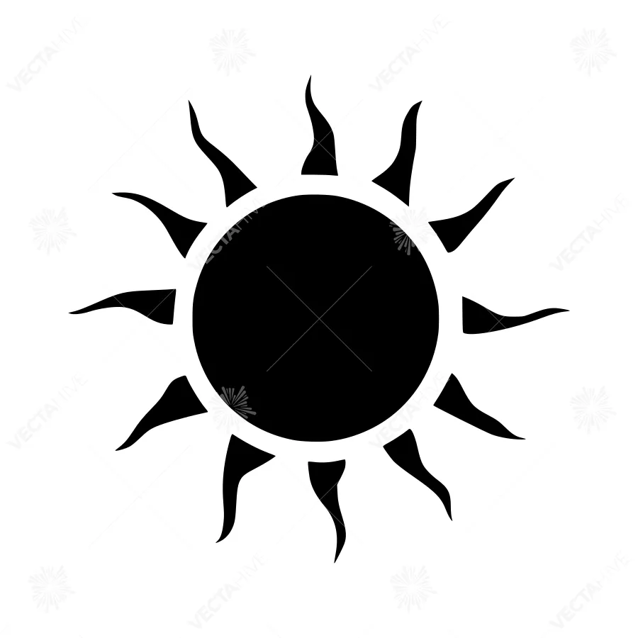 Black Sun Icon - Minimalist Solar Symbol