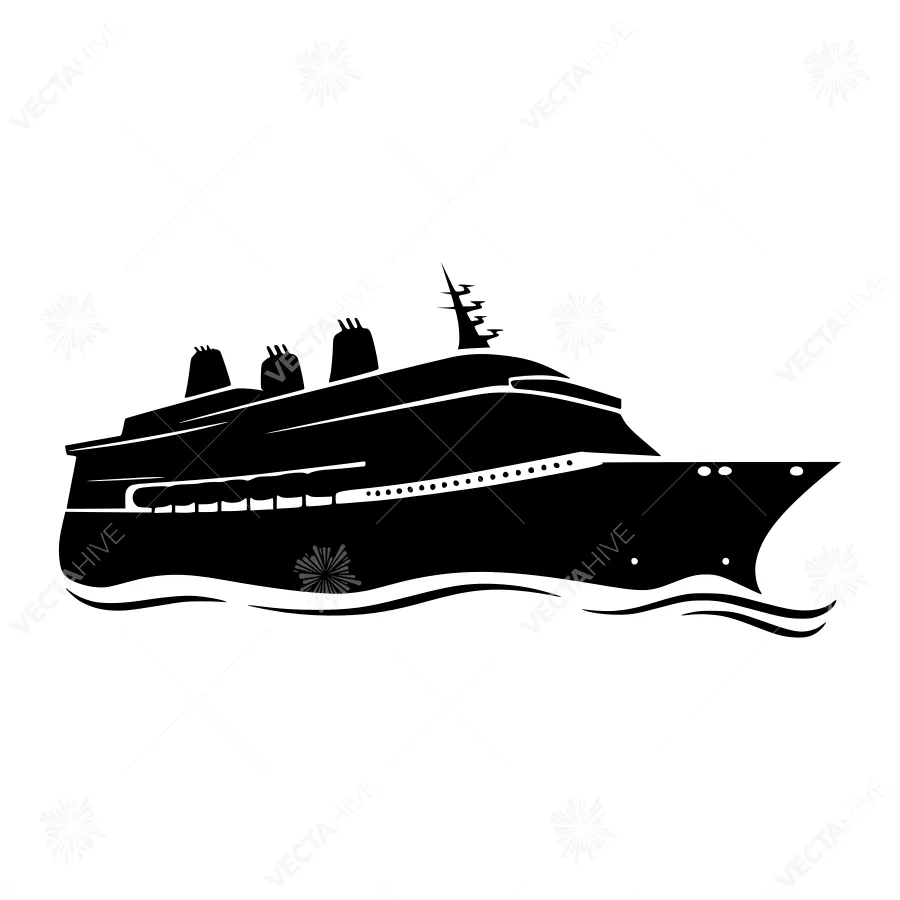 Silhouette Cruise Ship Vector Illustration