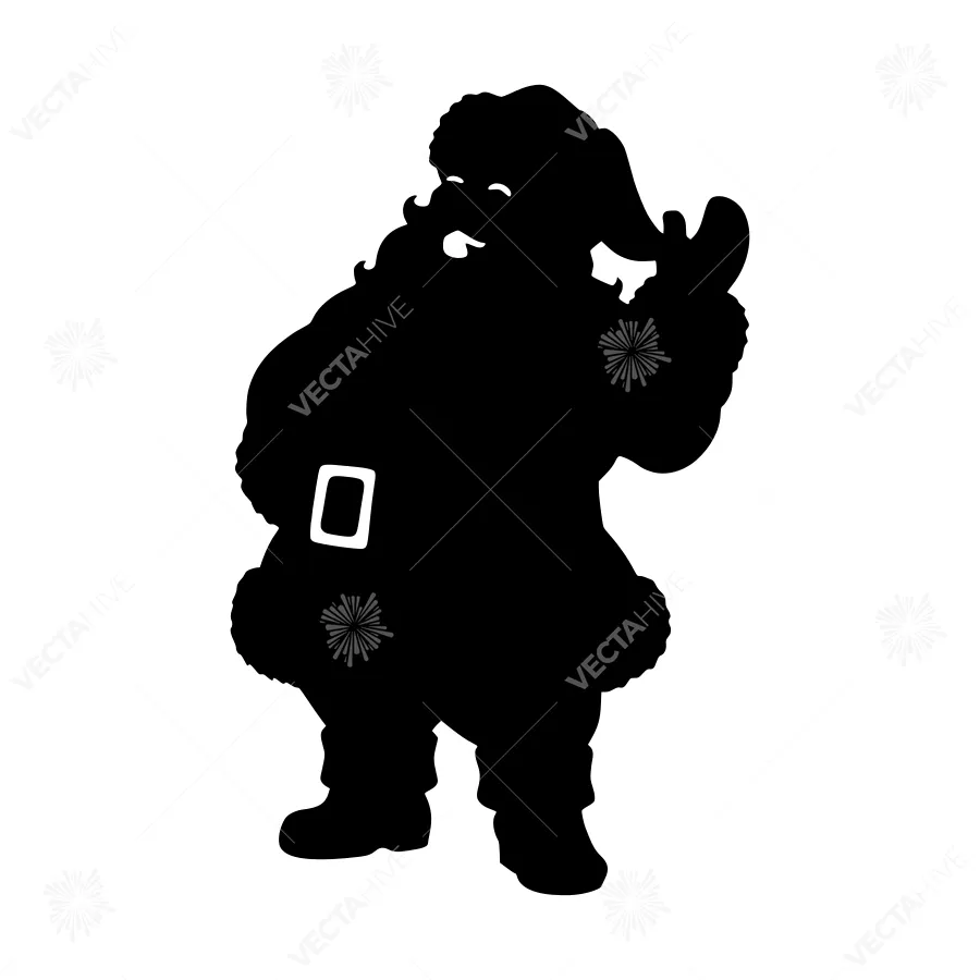 Silhouette Santa Claus - Black Outline
