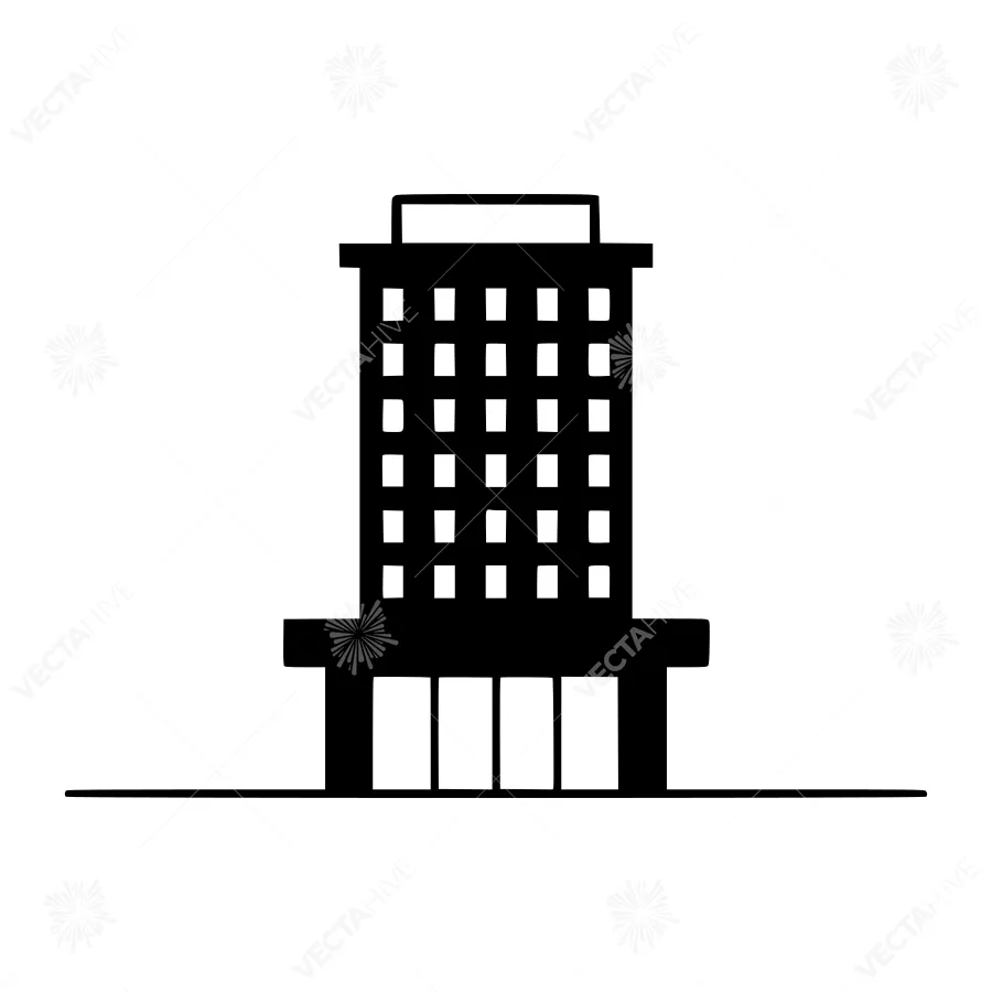 Black Building Silhouette Icon