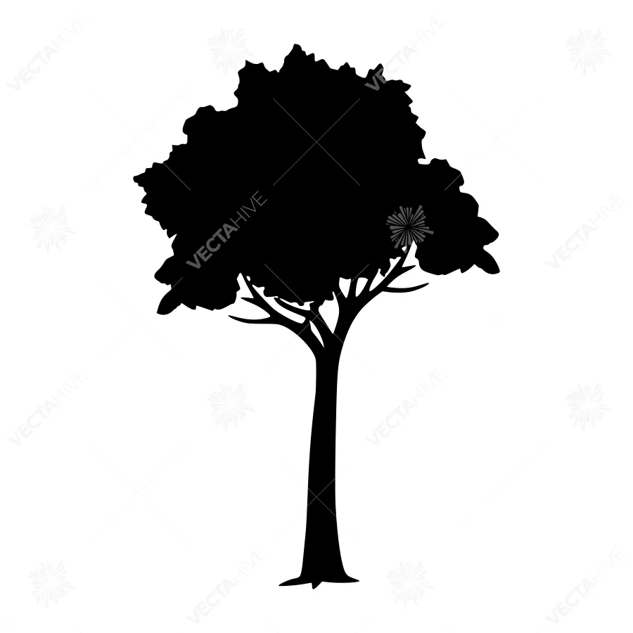Black Tree Silhouette on White Background