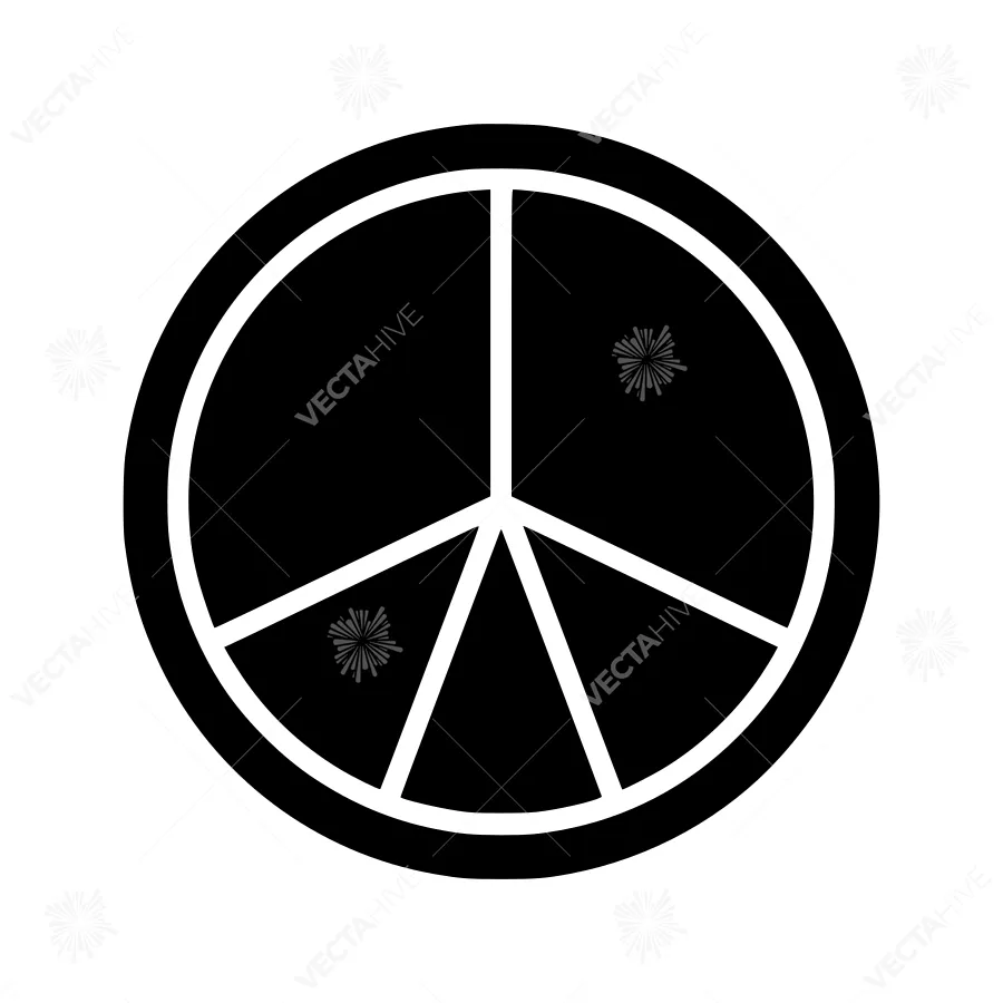 Peace Symbol Icon - Black & White Outline