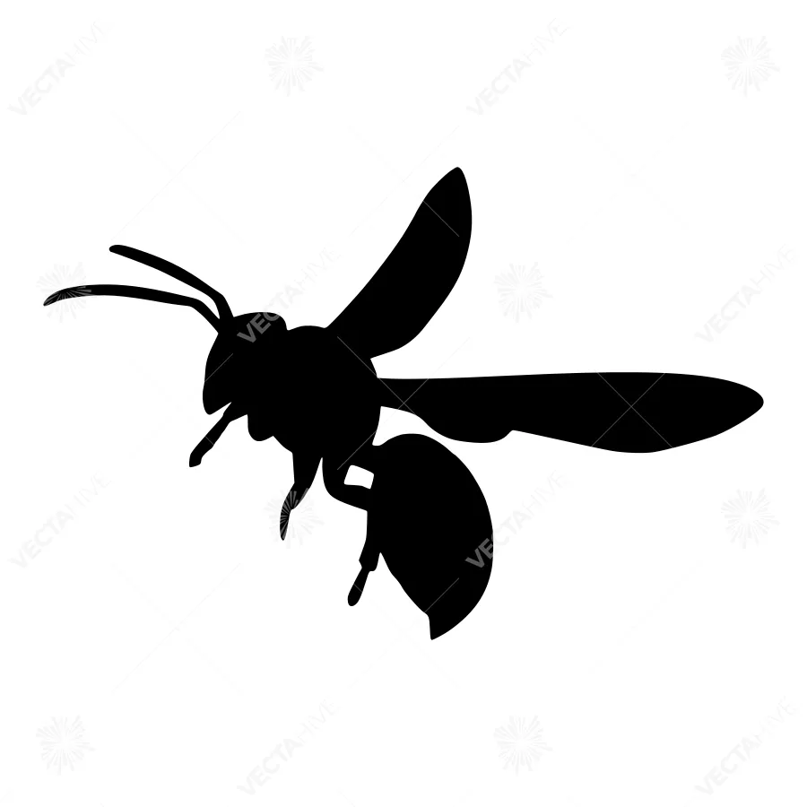Black Silhouette Bee Vector Illustration