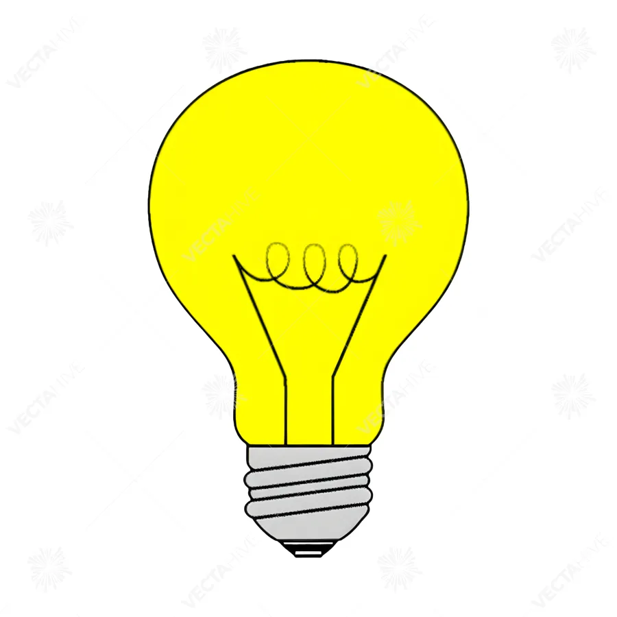 Cartoon Light Bulb - Bright Yellow Illustration