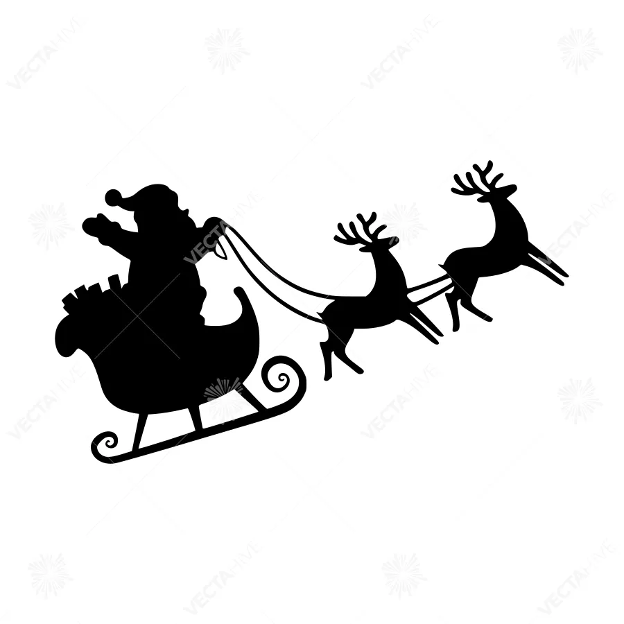 Silhouette Santa Claus Sleigh Ride