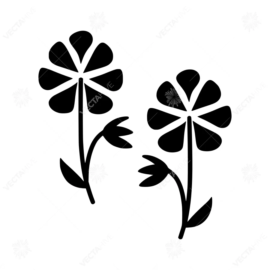 Black Flower Silhouettes - Minimalist Floral Design