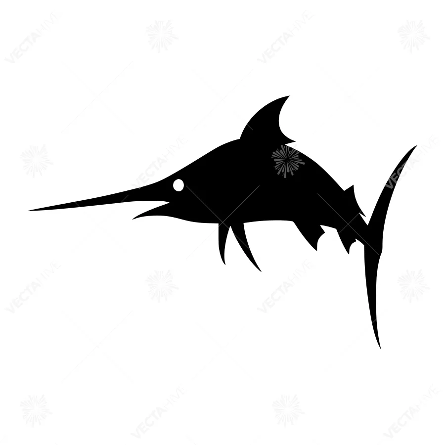 Black Marlin Silhouette Vector Graphic