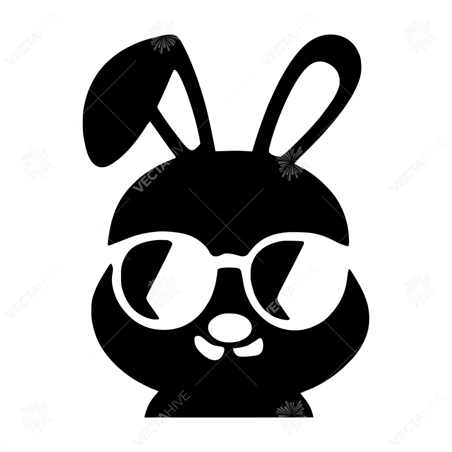 Cute Bunny Glasses Icon - Vector Illustration