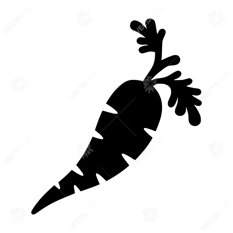 Black Carrot Silhouette Vector Illustration