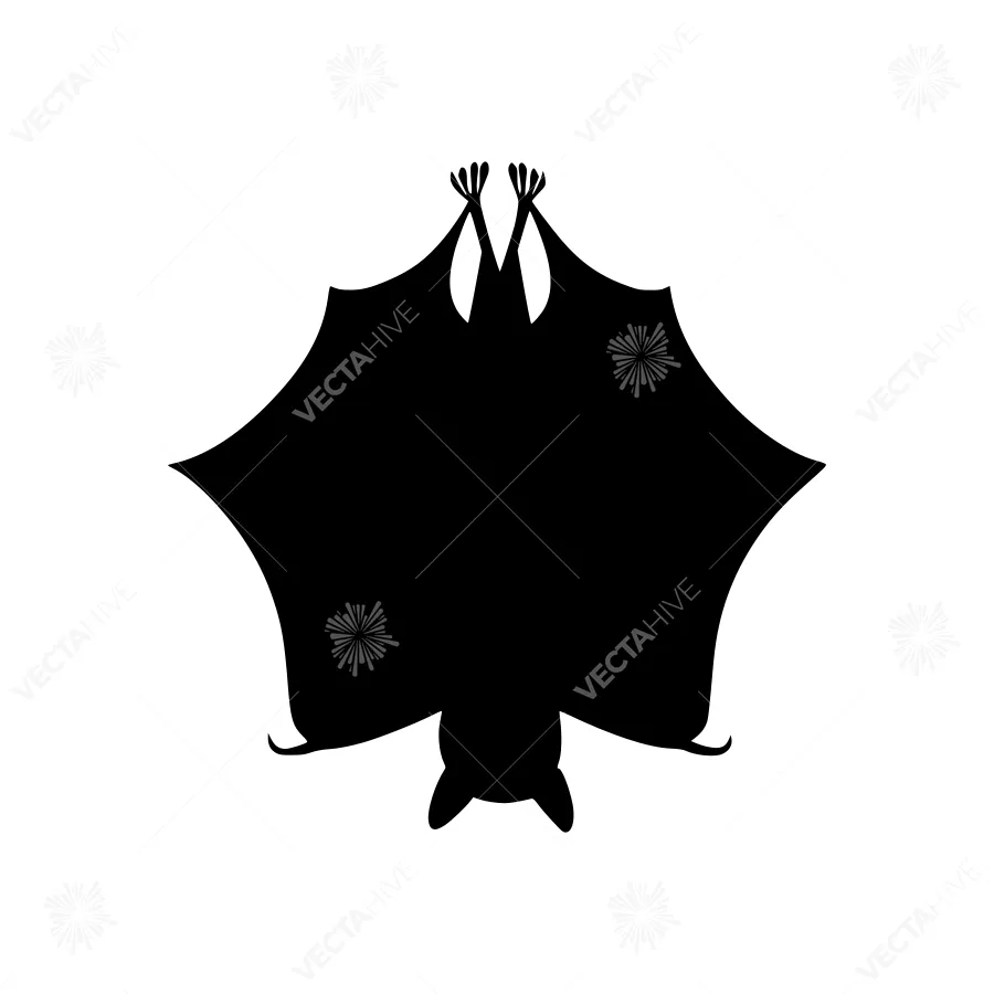 Black Bat Silhouette Icon - Vector Graphic