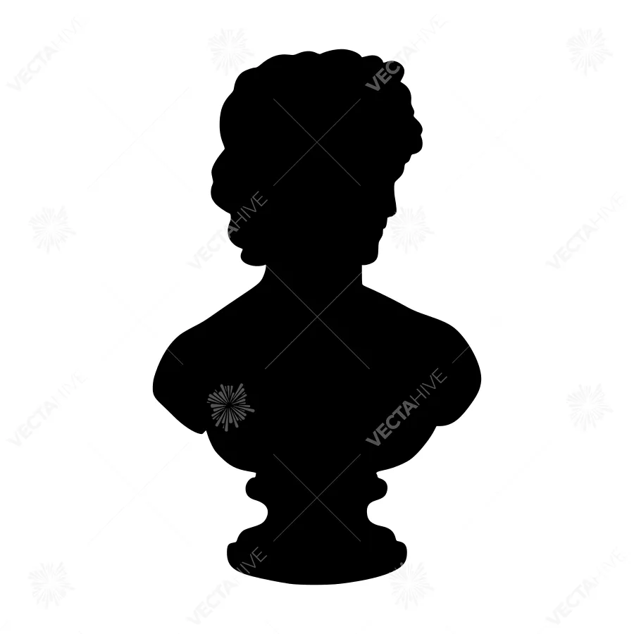 Silhouette Bust Sculpture Black Outline