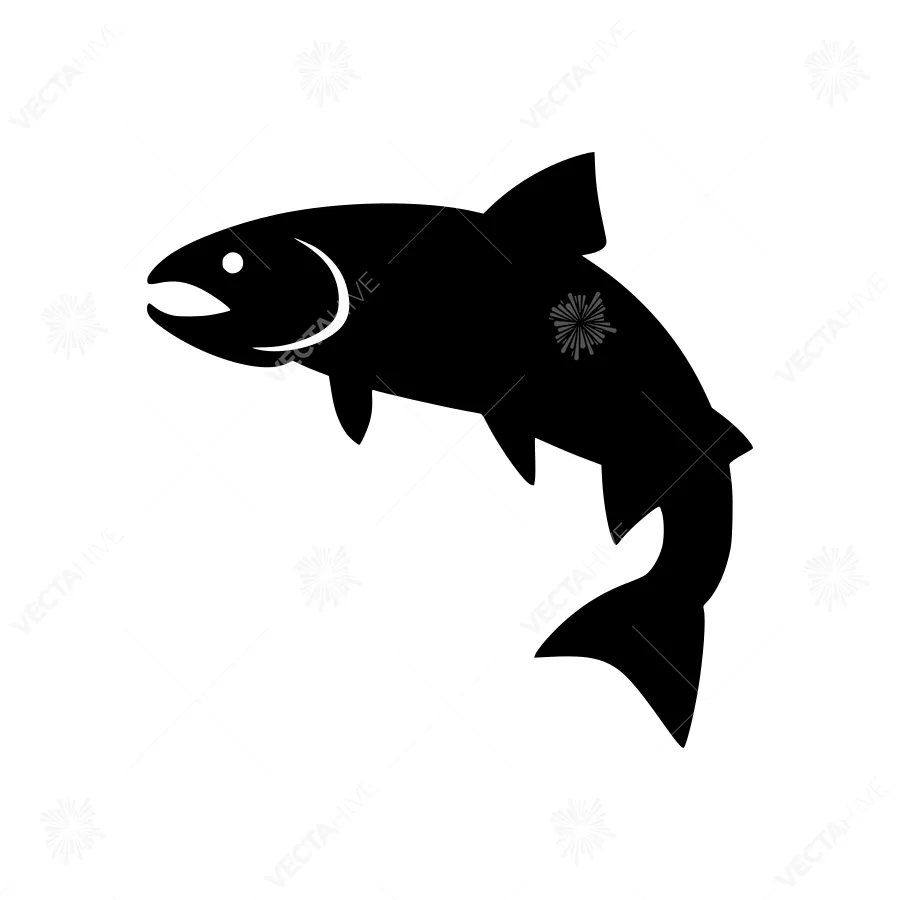 Black Salmon Icon - Vector Graphic
