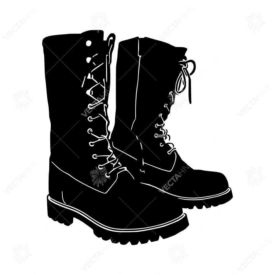 Black Leather Combat Boots Silhouette