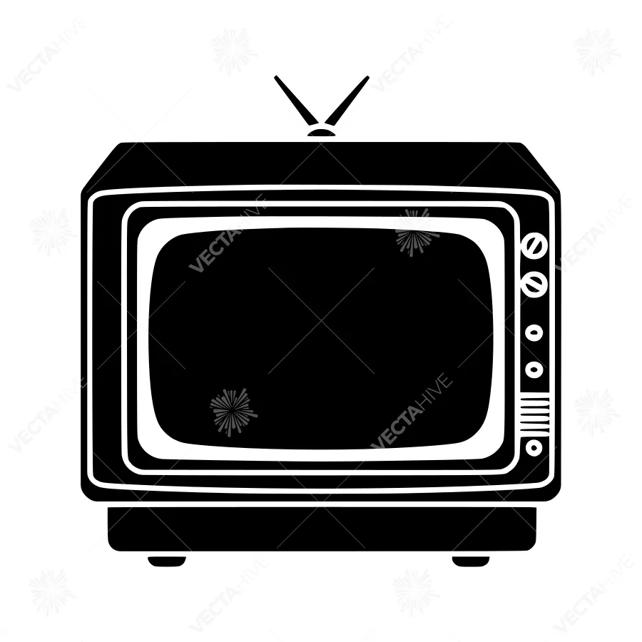 Vintage Television Icon - Black Silhouette