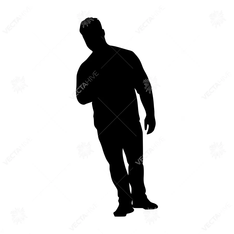 Silhouette Man Walking - Black Outline
