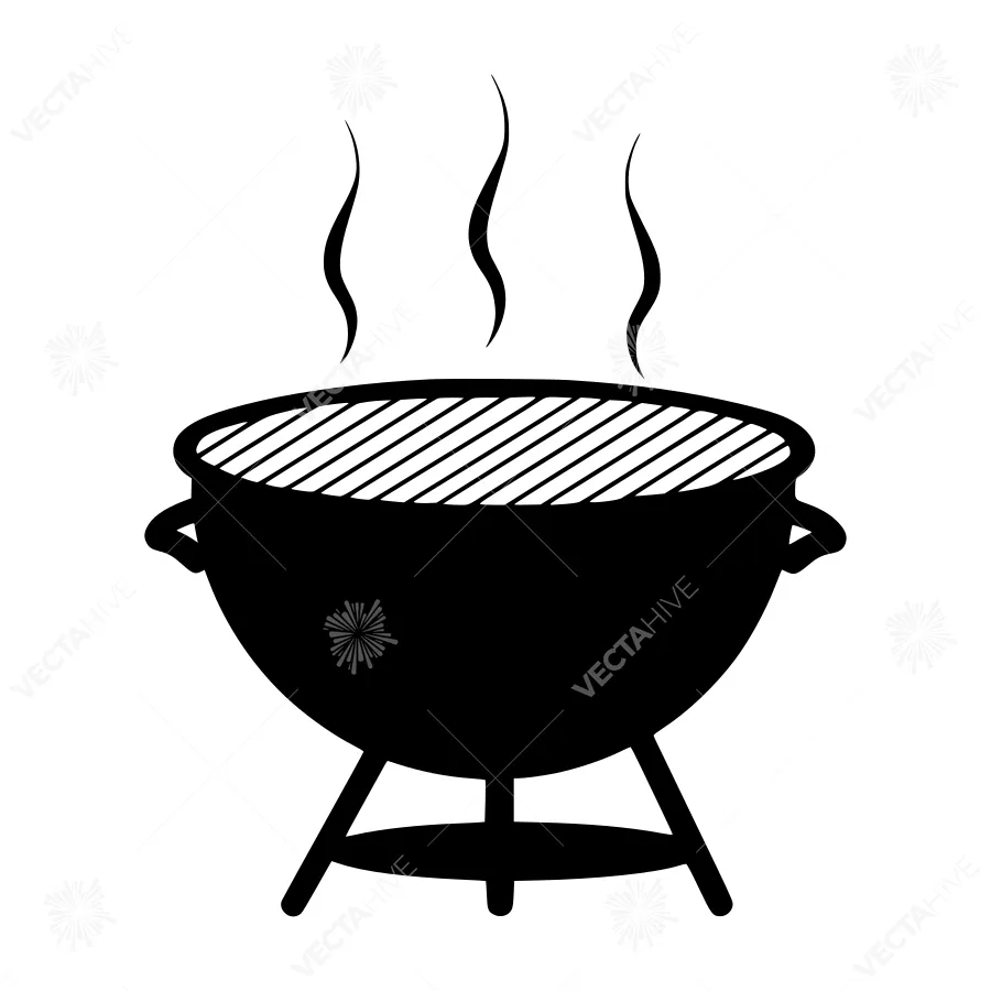 Black Grill Icon - BBQ Vector Illustration