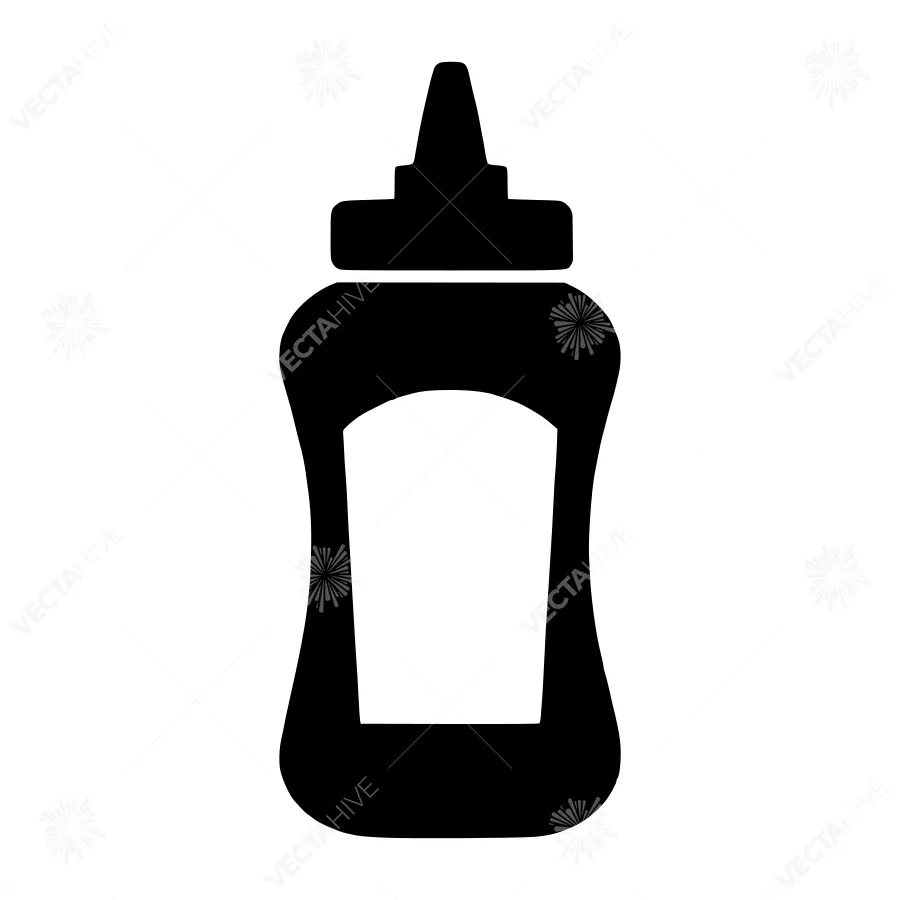 Black Condiment Bottle Icon - Vector Illustration