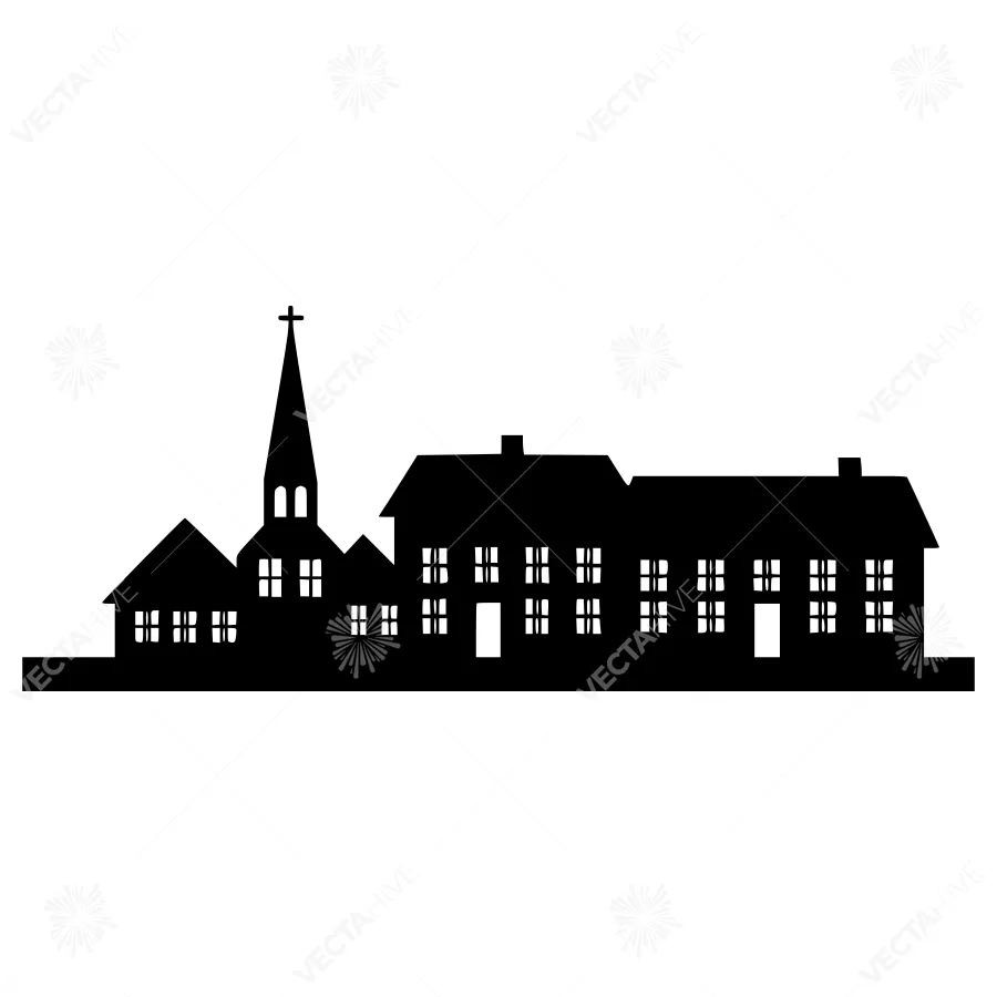 Black Silhouette Church Building Outline