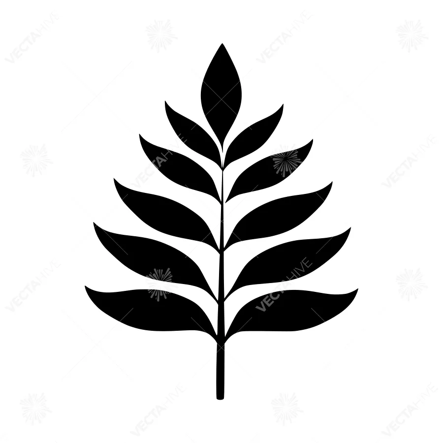 Black Leaf Icon - Minimalist Vector Graphic
