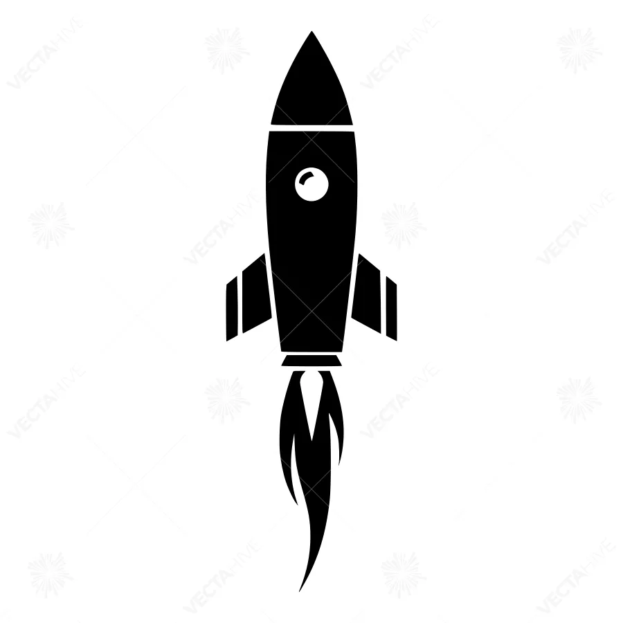 Black Rocket Icon - Minimalist Vector Illustration