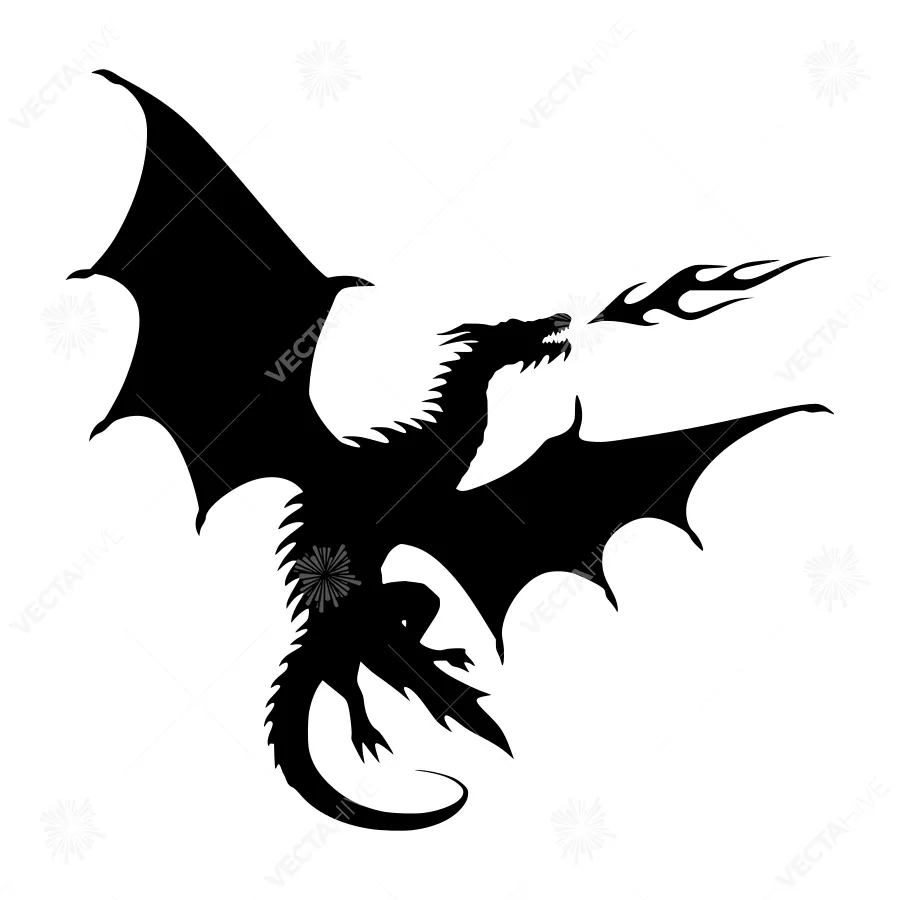 Black Dragon Silhouette Vector Illustration