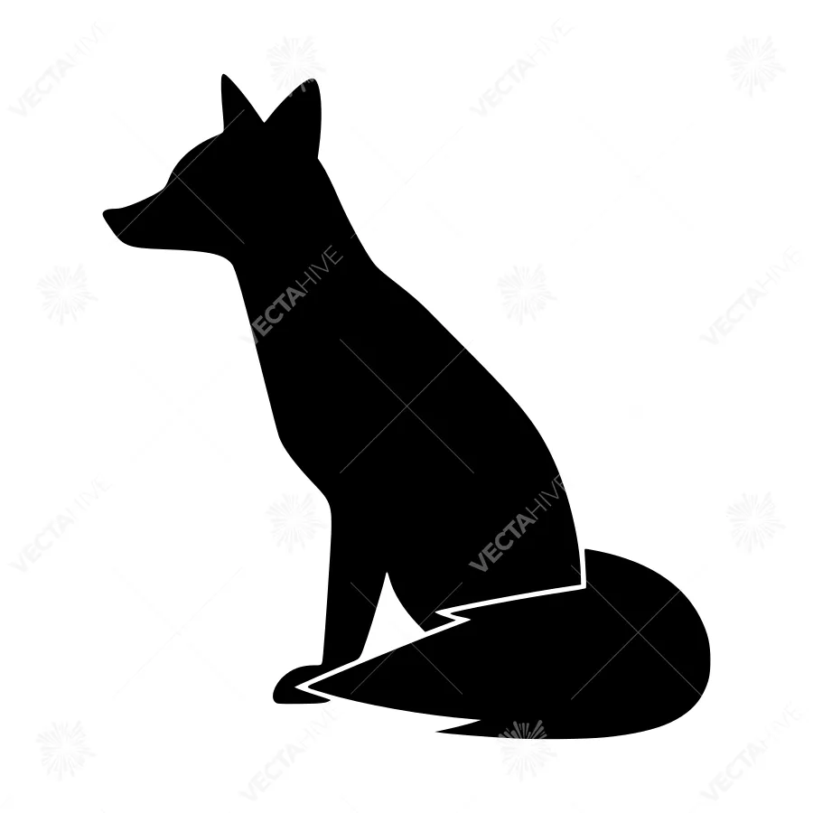 Black Fox Silhouette Vector Icon