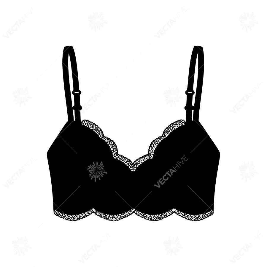 Black Lace Bra Silhouette Vector Illustration
