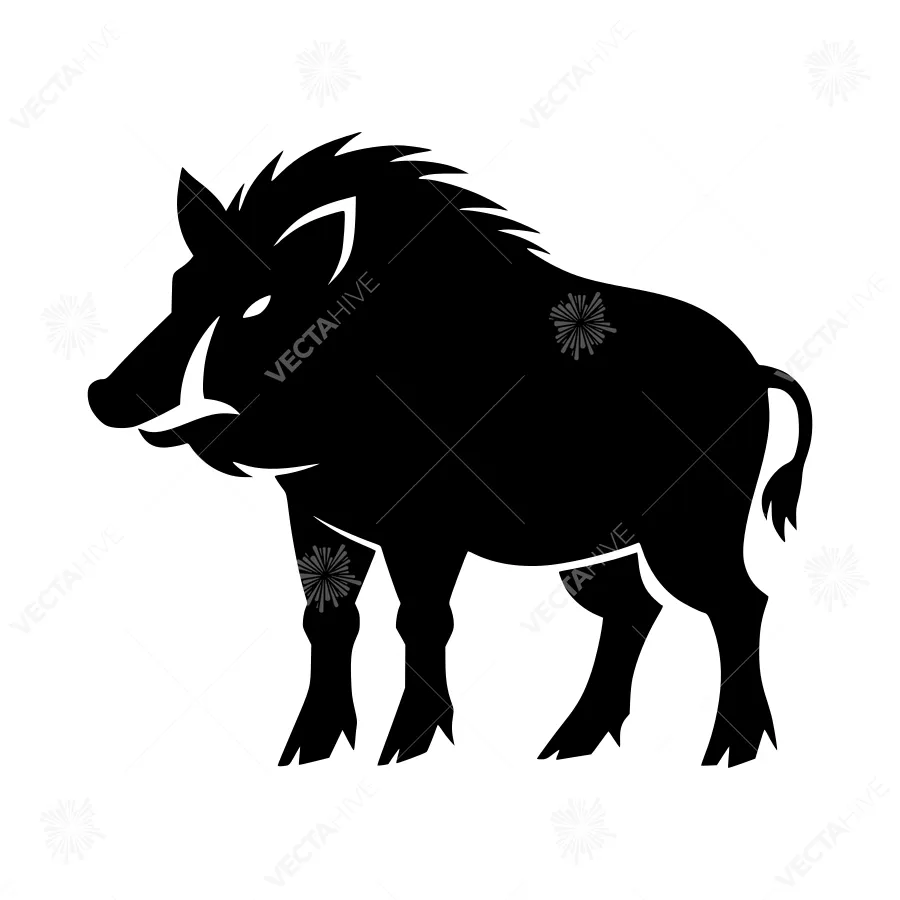 Wild Boar Silhouette Vector Icon