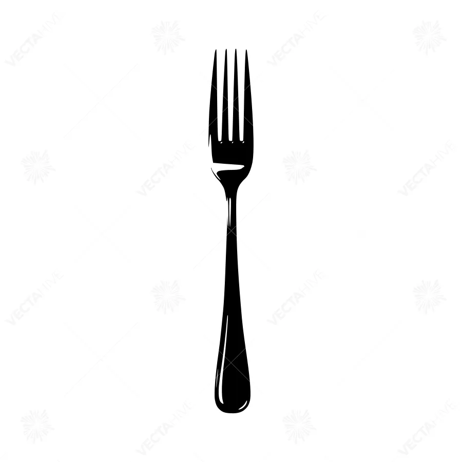 Black Fork Icon - Minimalist Vector Illustration