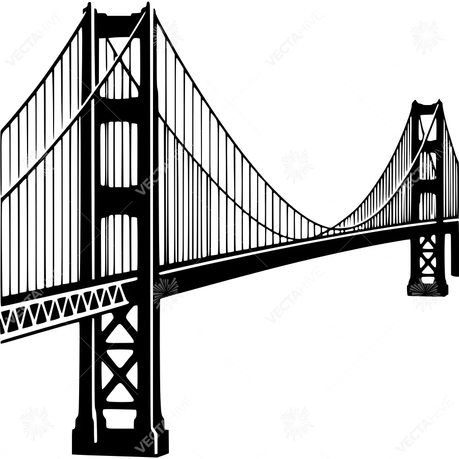 Golden Gate Bridge Silhouette Black & White