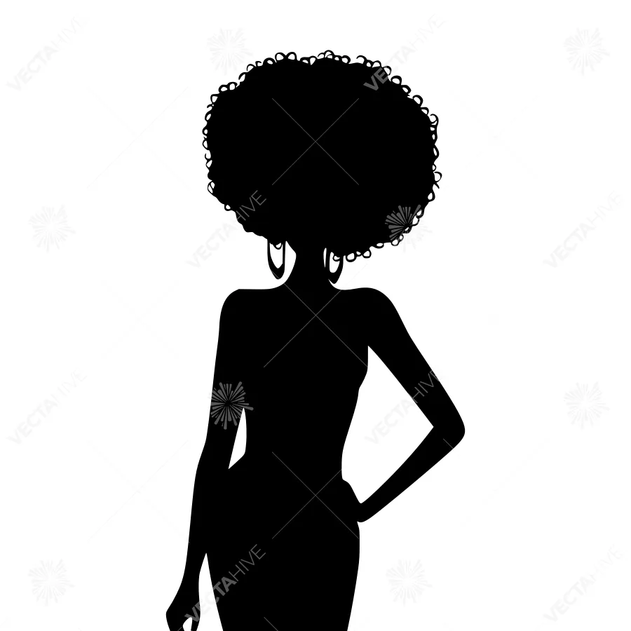 Black Woman Silhouette - Bold Afro Style