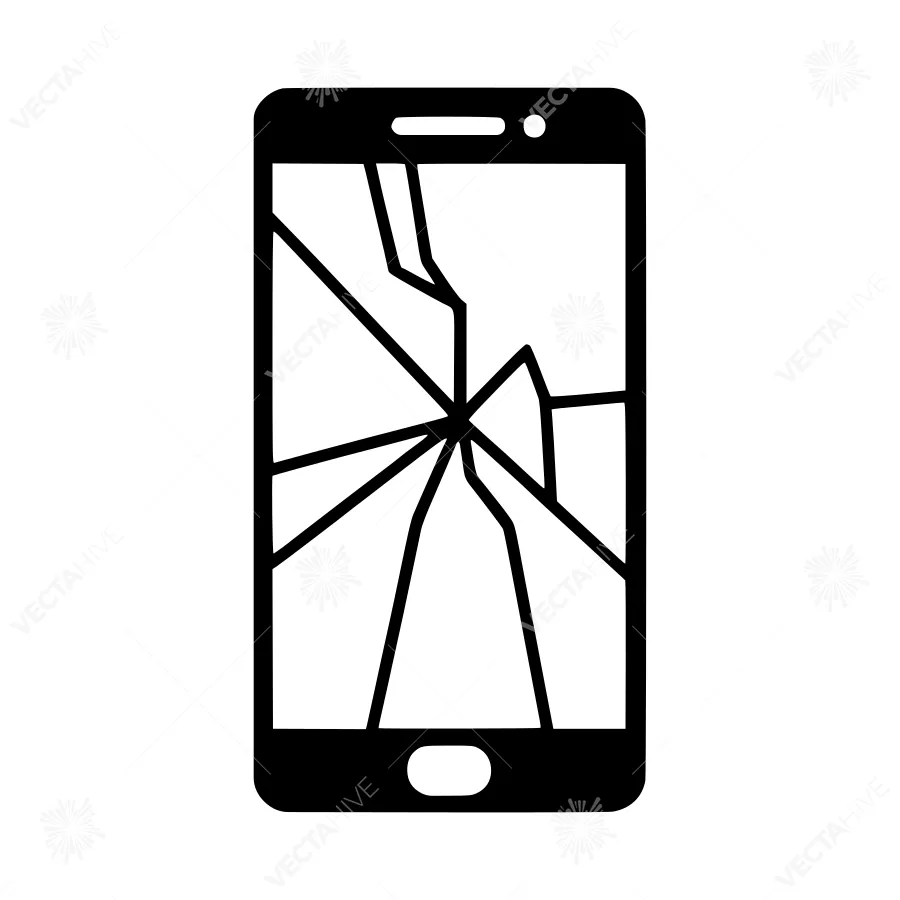 Broken Smartphone Icon - Cracked Screen Vector