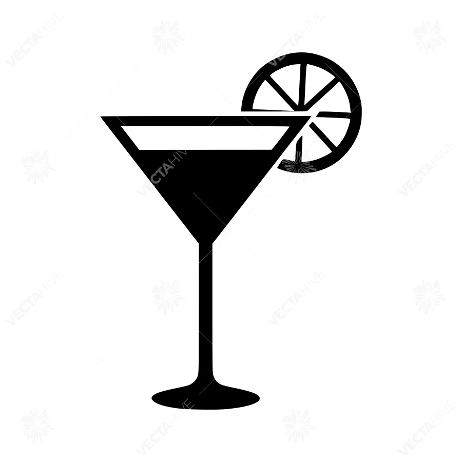 Martini Cocktail Icon - Black Silhouette