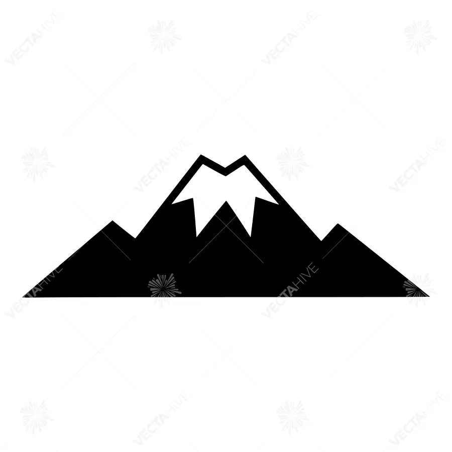 Mountain Icon - Black Outline Vector