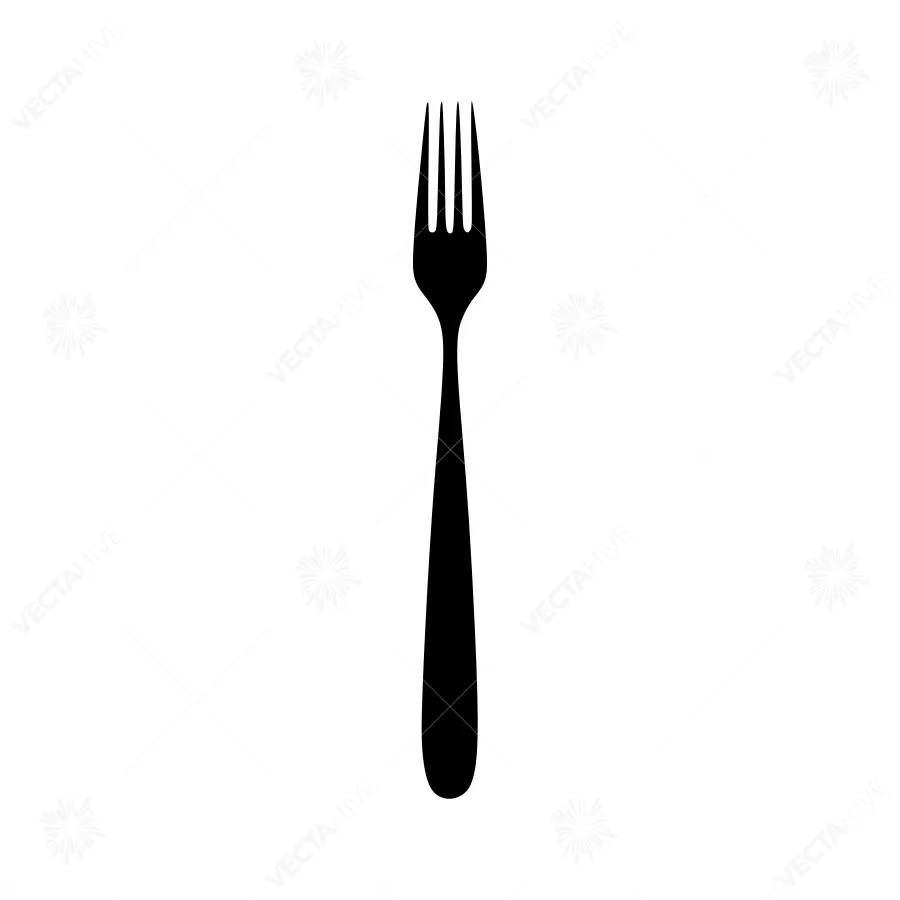 Black Fork Icon - Simple Line Art