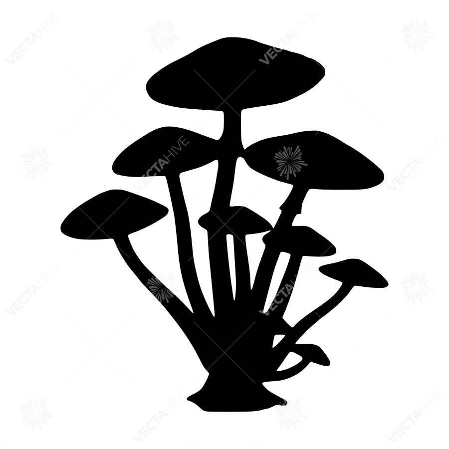 Black Mushroom Silhouette Vector Illustration