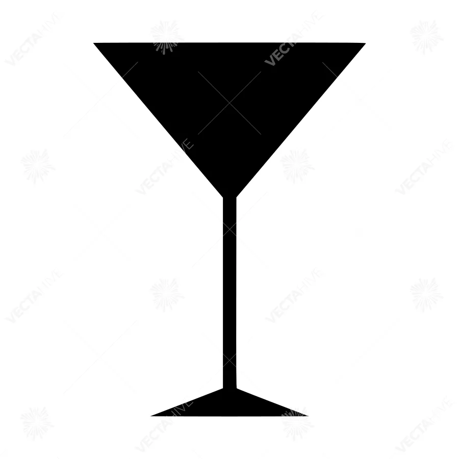 Martini Glass Icon - Black Silhouette