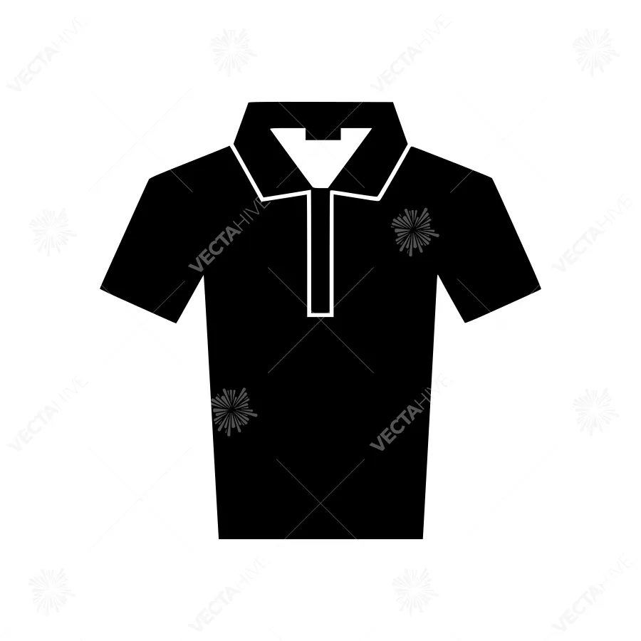 Black Polo Shirt Icon - Vector Illustration