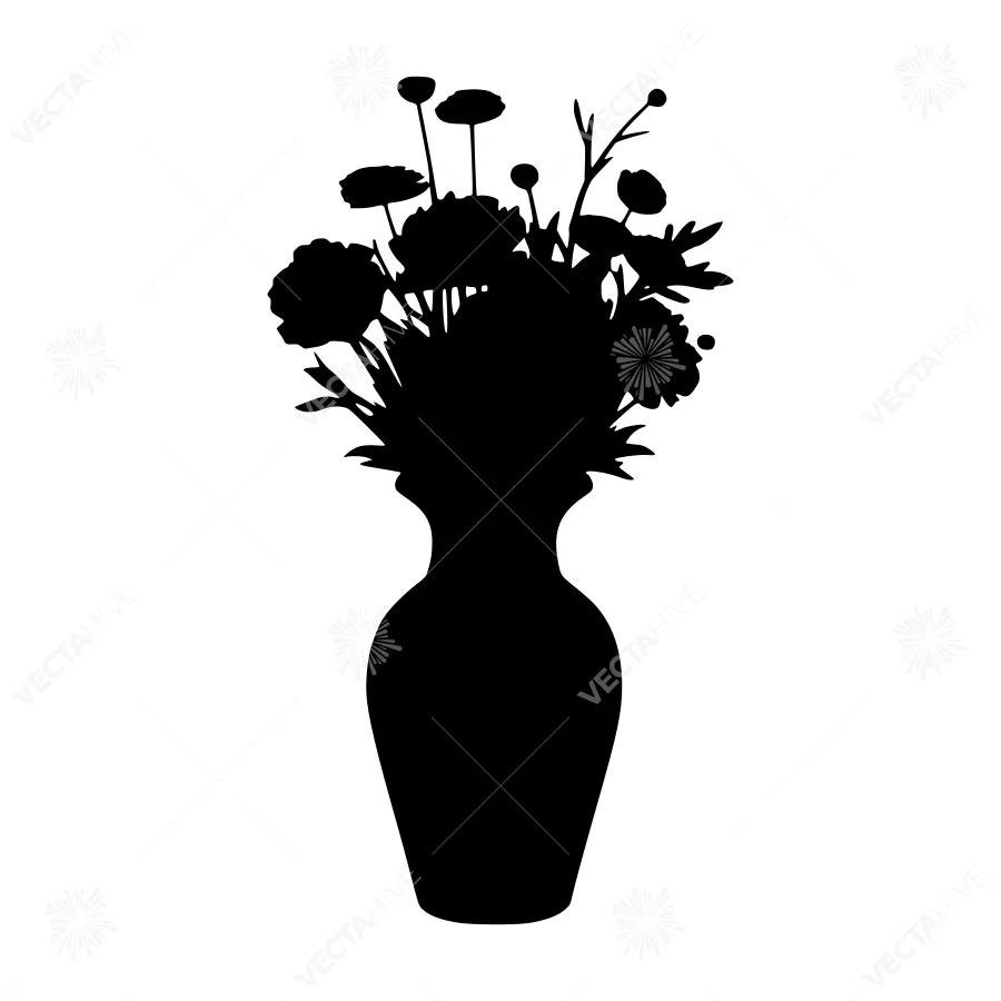 Black Floral Vase Silhouette