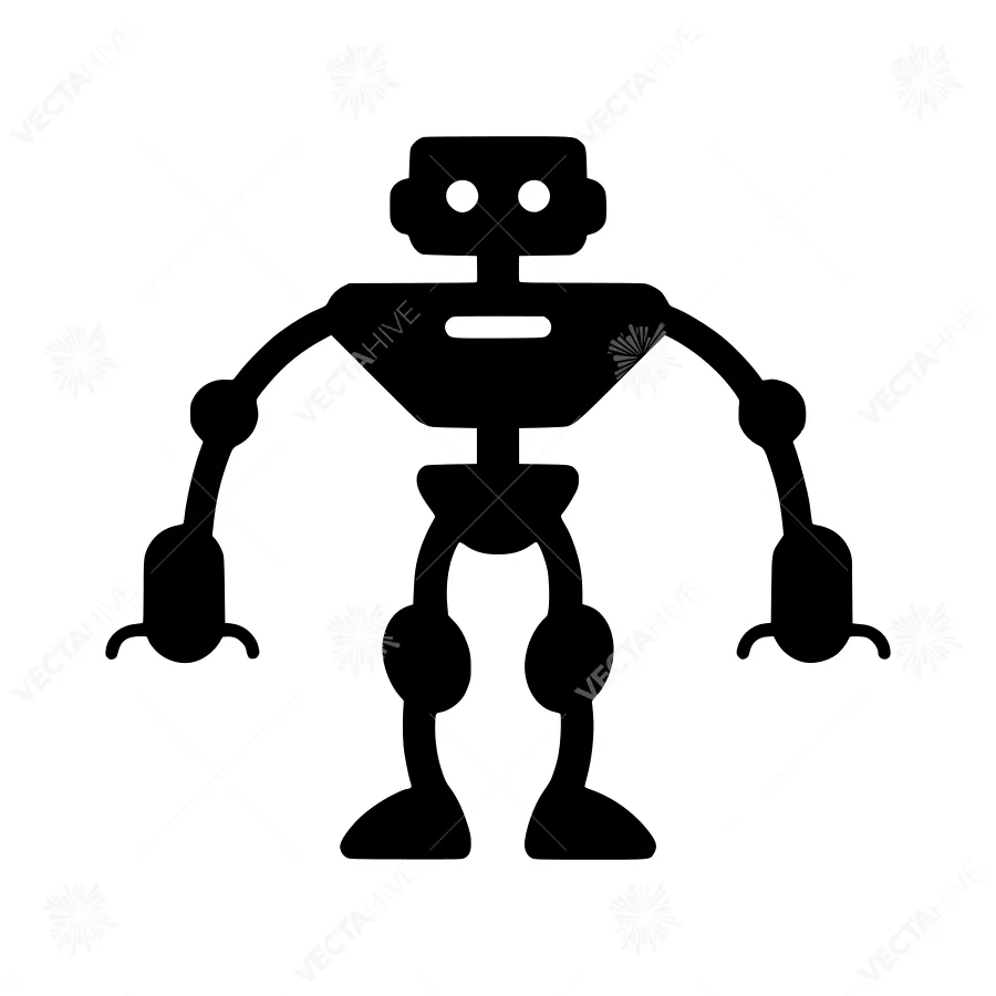 Robot Icon - Simple Black Silhouette