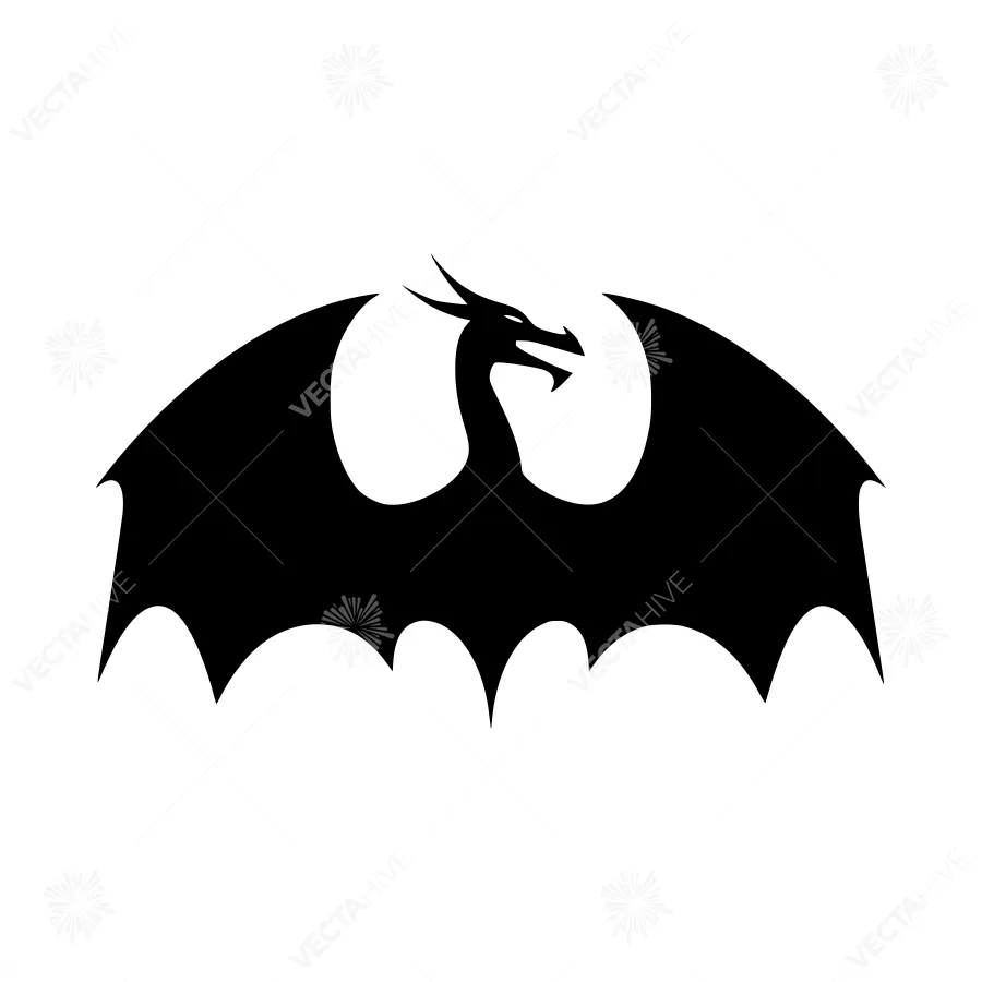 Black Dragon Silhouette Vector Icon