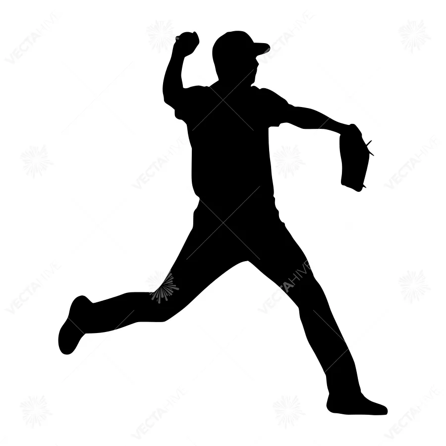 Baseball Player Silhouette - Action Shot