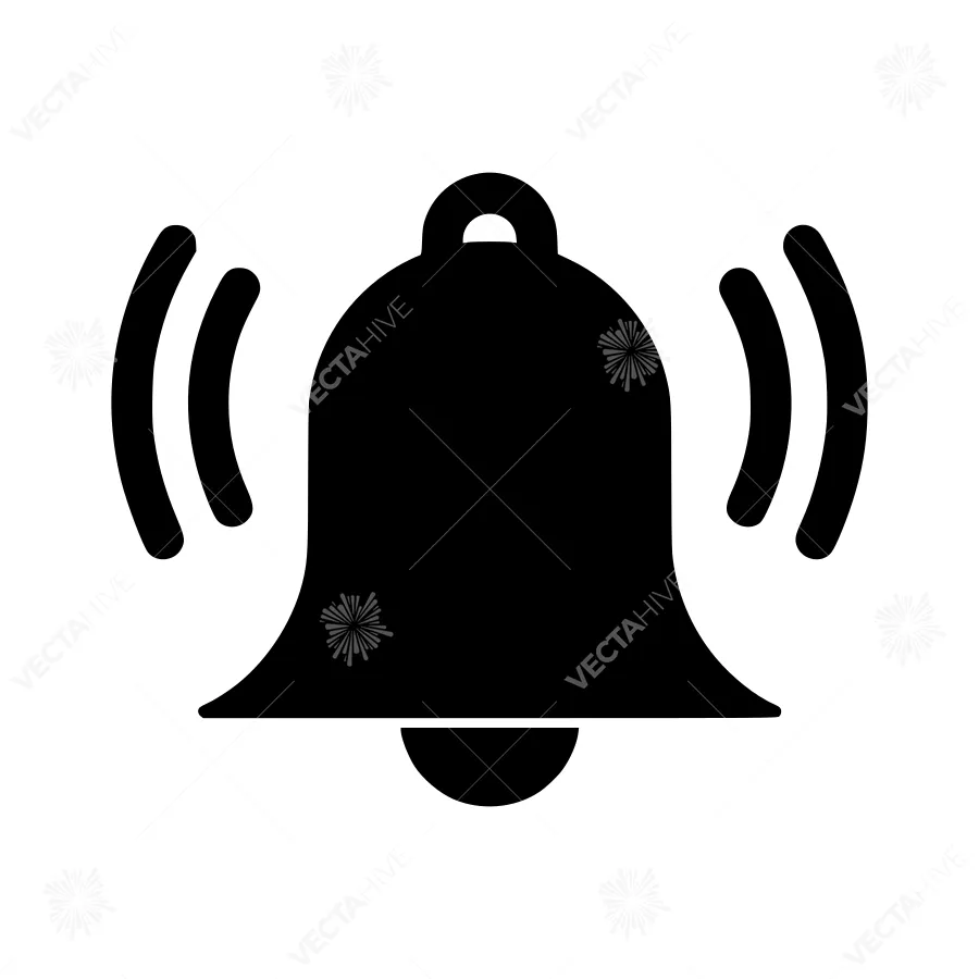 Black Bell Icon - Alert Signal Vector